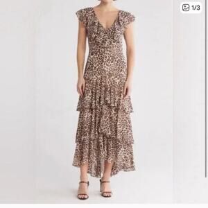 WAYF Women's High Low Leopard Print Dress